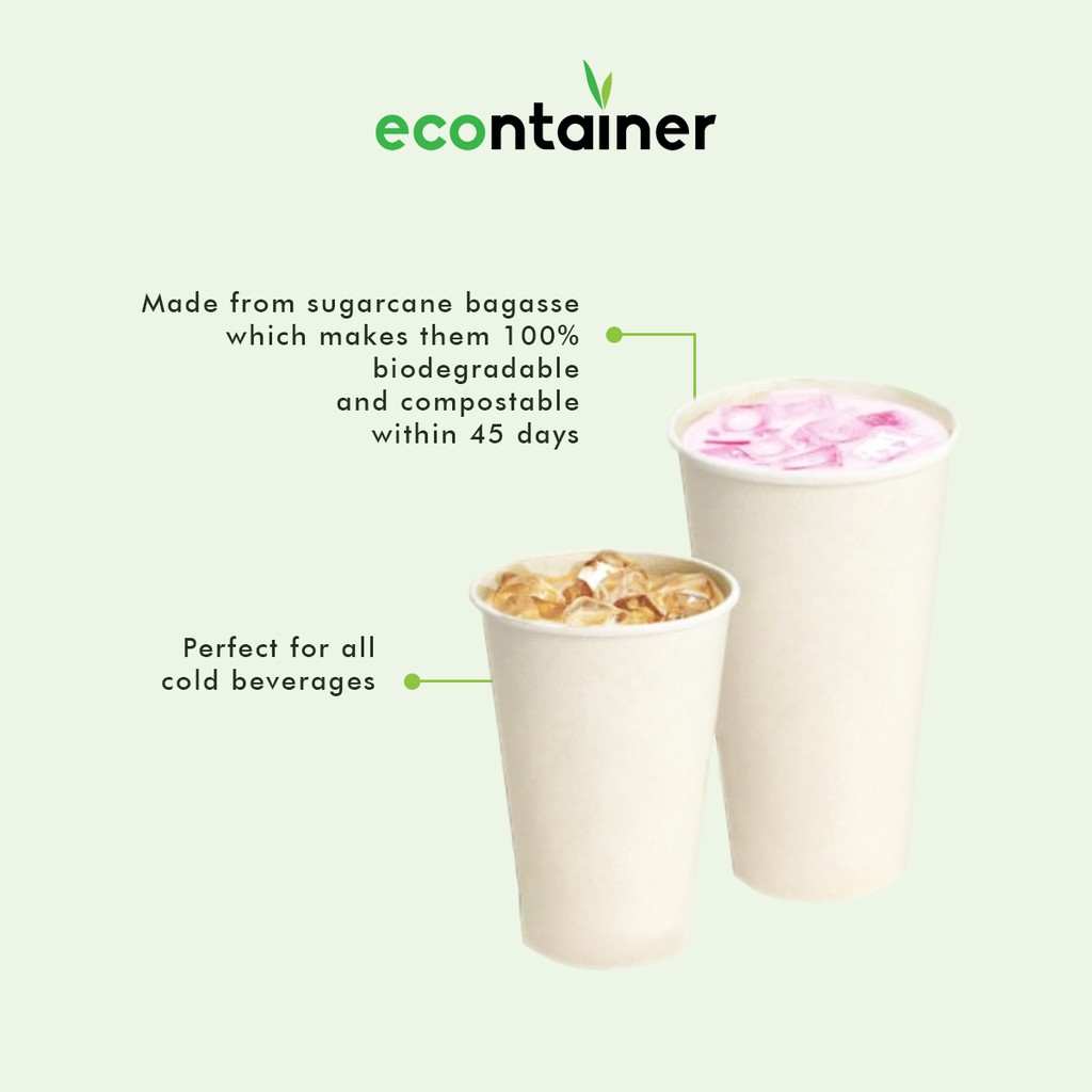 Econtainer C008 16oz Sugarcane Bagasse Cold Cup Compostable and Eco ...