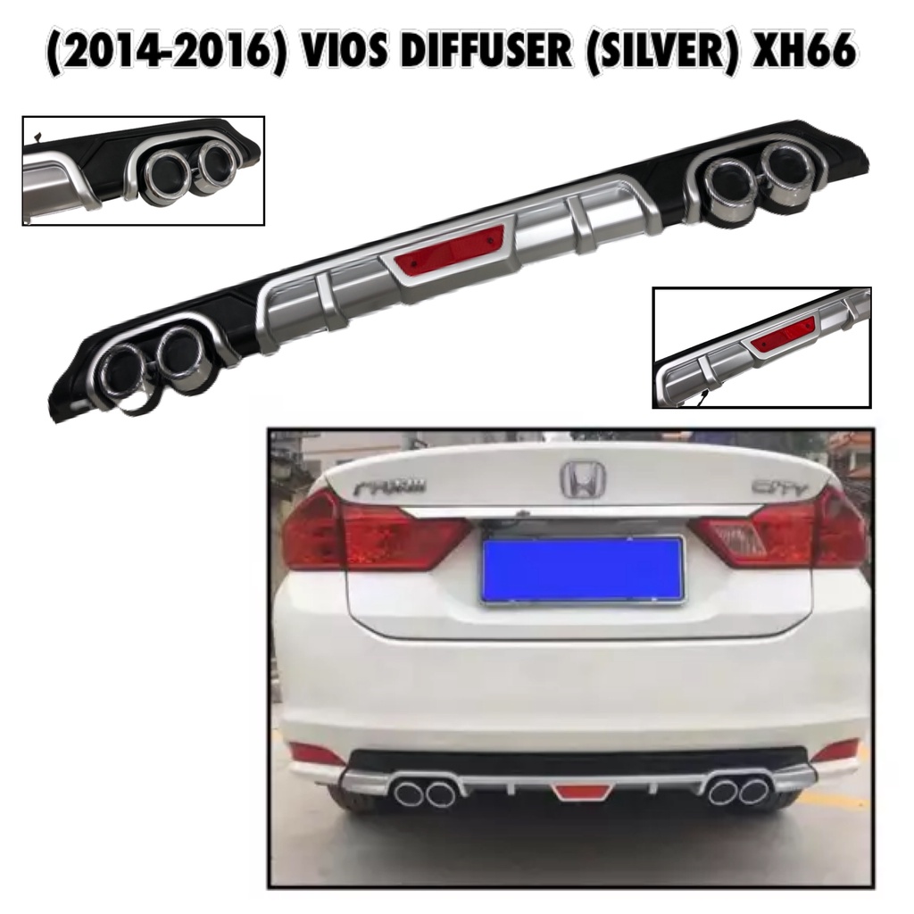 CPO 2014 2015 2016 TOYOTA Vios Silver Car Rear Bumper Diffusers Lip