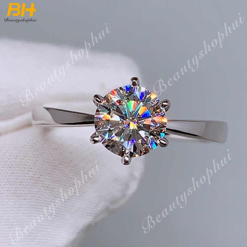 Crown Classic Six-Claw Open Ring Fashion Diamond-Embedded Wedding Ring ...