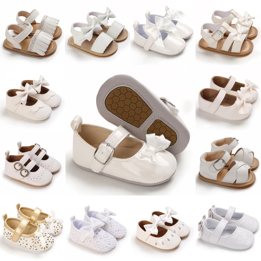 White Newborn baby shoes Girl nonslip rubber princess toddler shoes ...