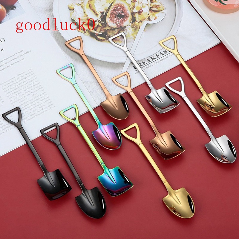 GL Creative Stainless Steel SpadeShaped Spoon For Coffee Dessert