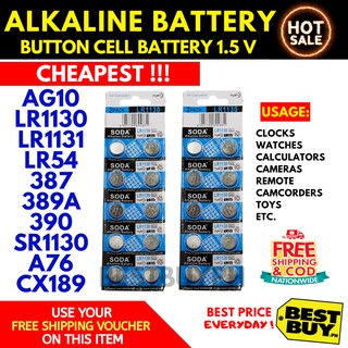 Alkaline button cell battery LR54 LR1131 - 1,5V - Vinnic