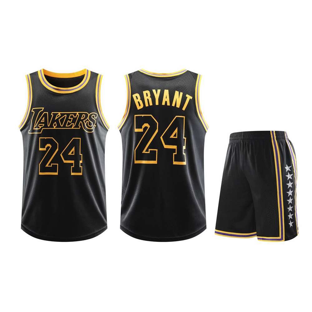 Sublimation Black And Yellow Kobe Bryant Jersey Serpentine Printed