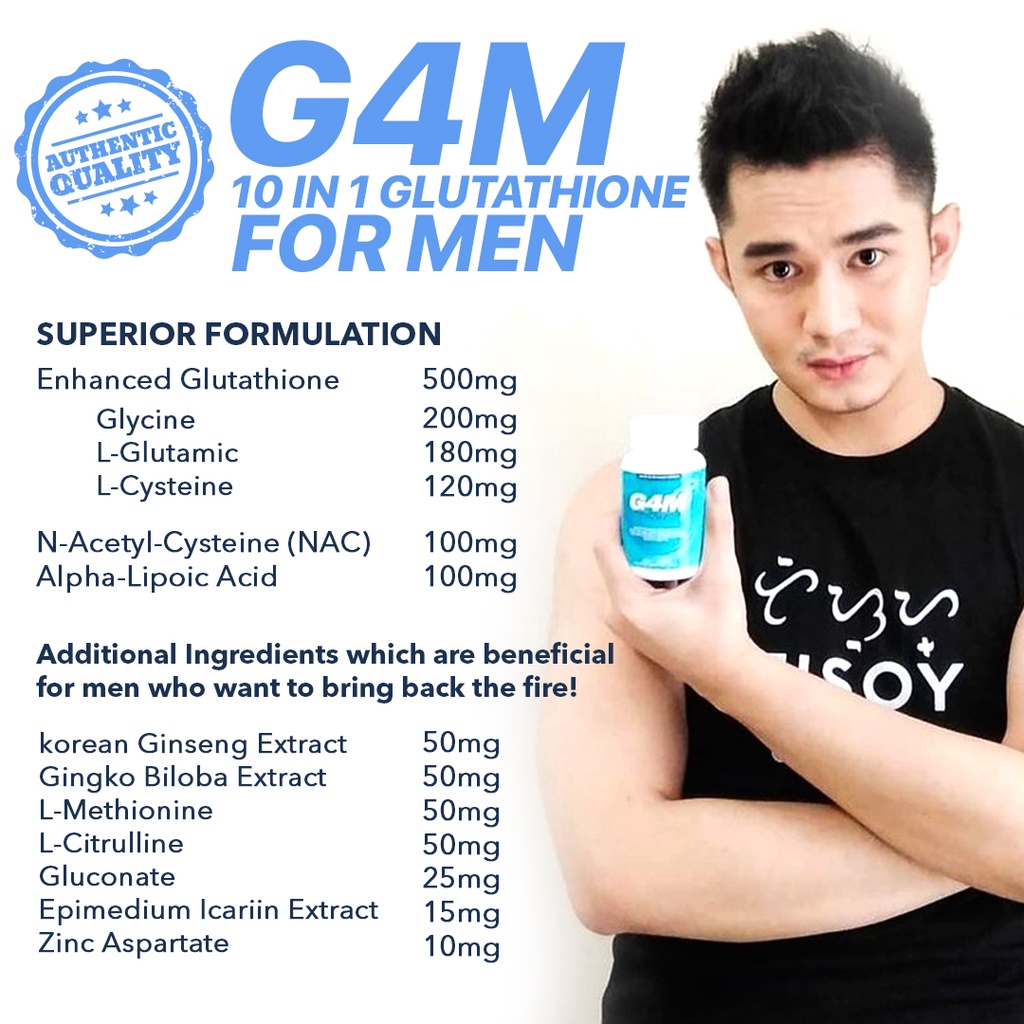 g4m glutathione G4M Glutathione for Men with Ginseng, Gingko Biloba - 10in1 60 tablets