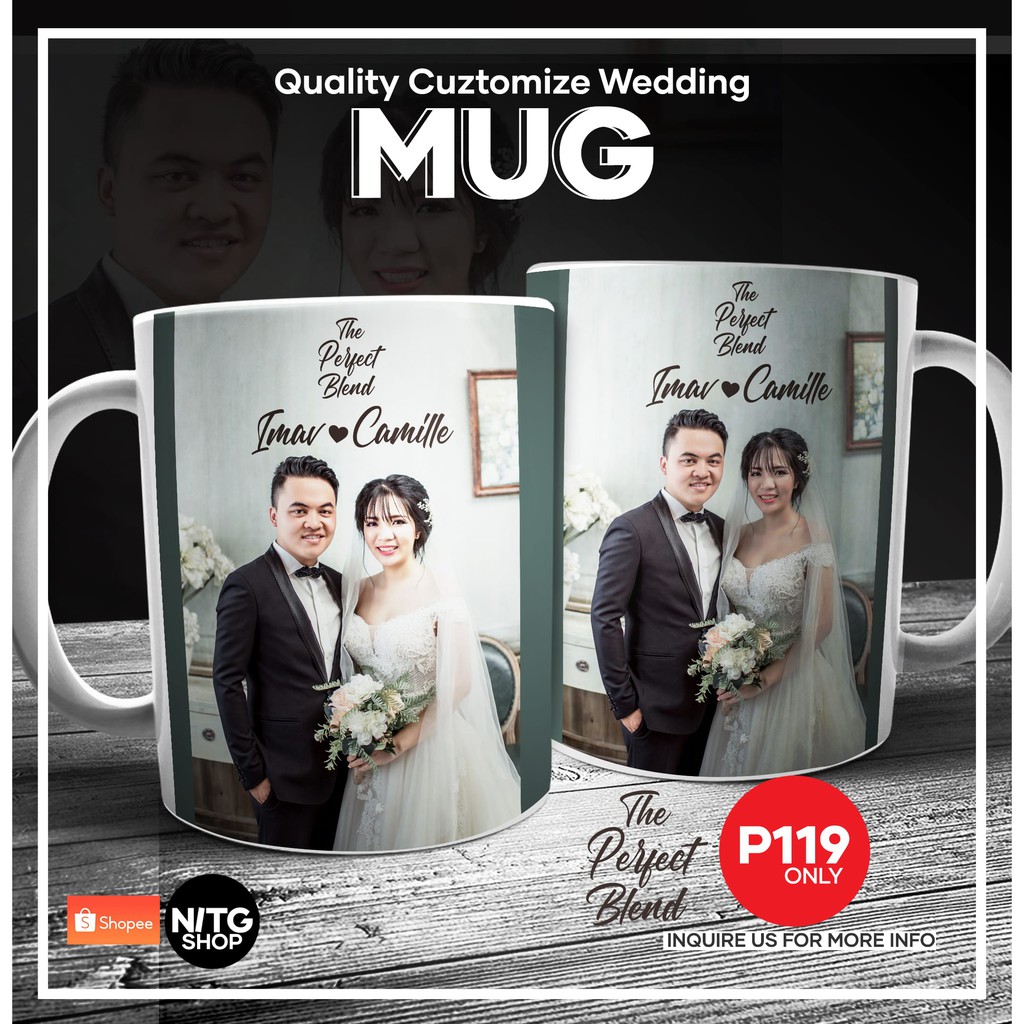 Customized Wedding Mug with Box Sticker