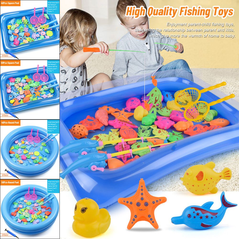 interactive Game Children Boy Girl Baby Play 3D Fish Rod Net