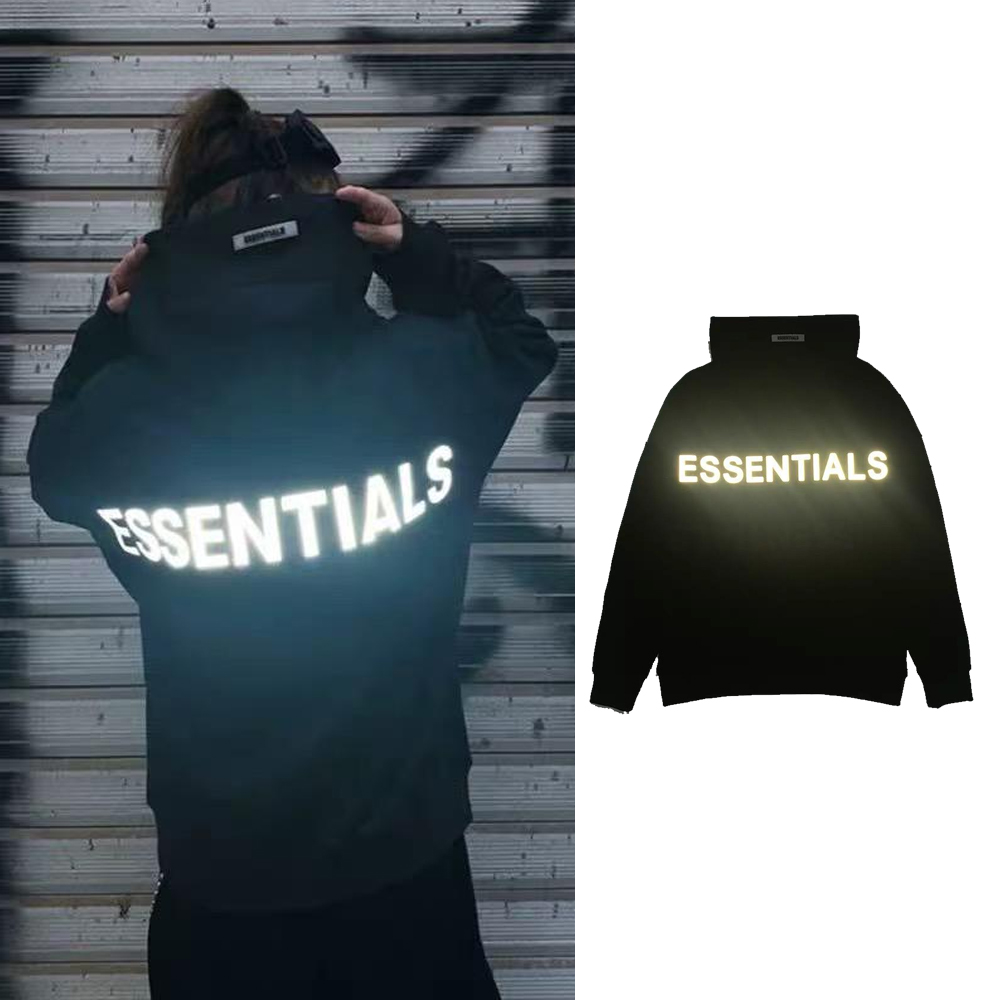 Fear of god essentials reflective hoodie hotsell