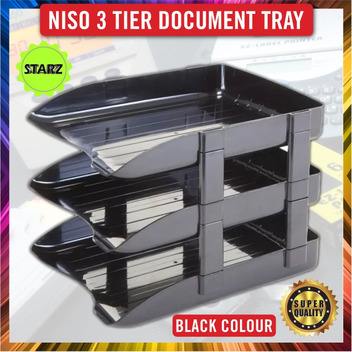 DOCUMENT TRAY ( 2 tier / 3 tier ) NISO High Quality In / Out Tray-Black ...