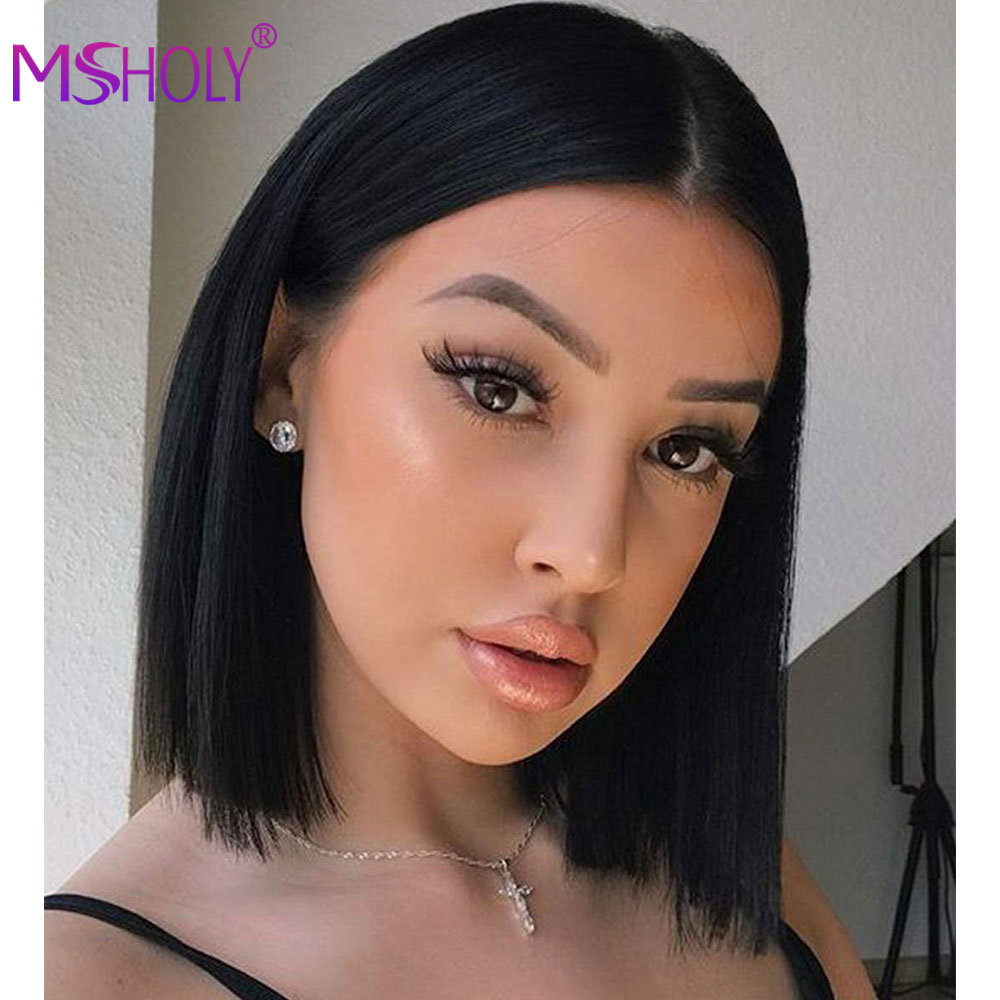 Black Bob Wigs For Women 12 Inch Short Straight Hair Wig Ombre