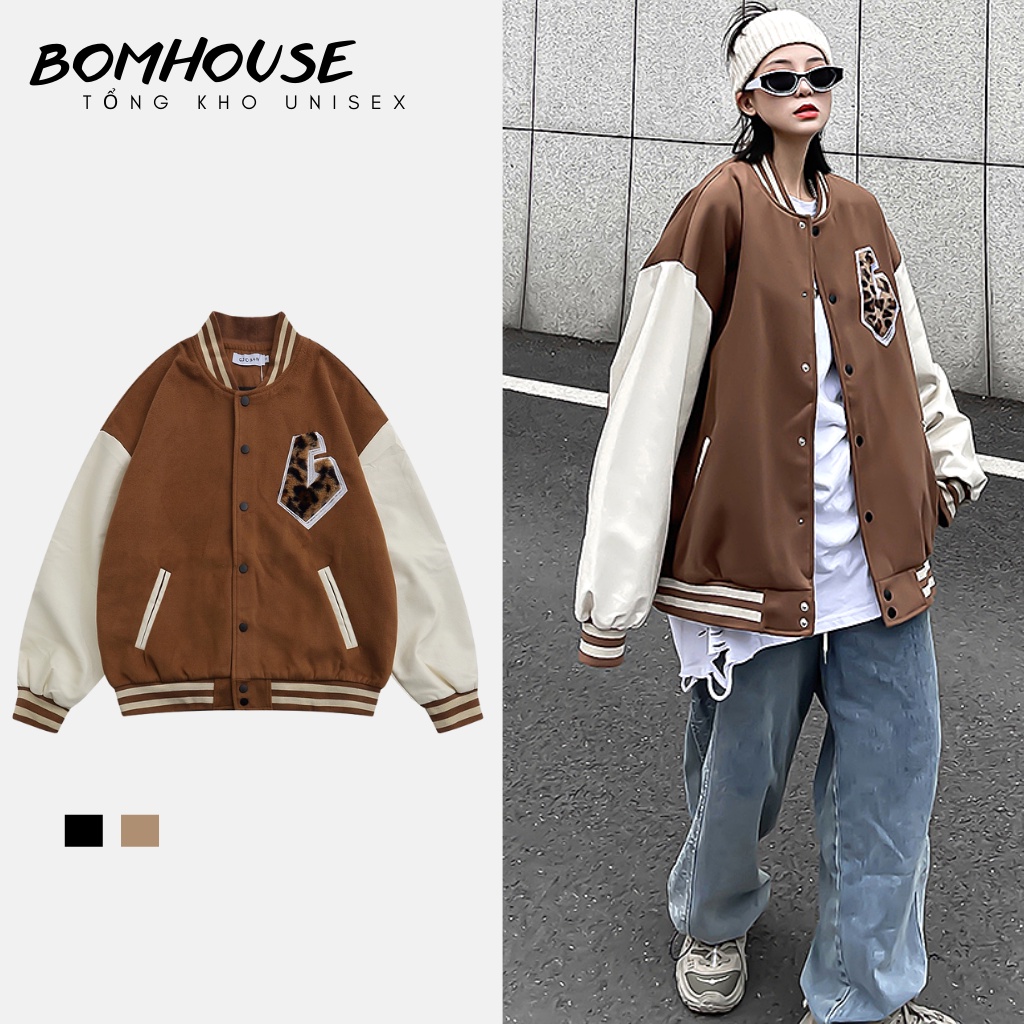 Bomber Varsity Jacket Bomb HOUSE Men Women Material Khaki Logo ...