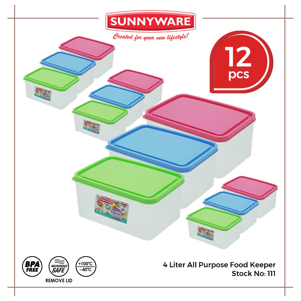 12pcs 4 Liter All Purpose Food Keeper [Sunnyware 111] | Plasticware ...