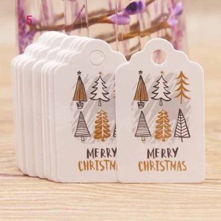 Merry Christmas Gift Tags White Kraft Paper Card with Strings Hang