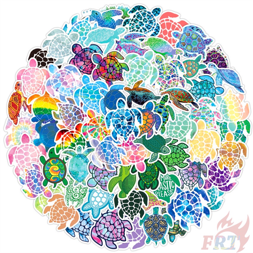 100Pcs/Set Sea Turtle Series A Stickers Waterproof DIY Fashion Decals ...