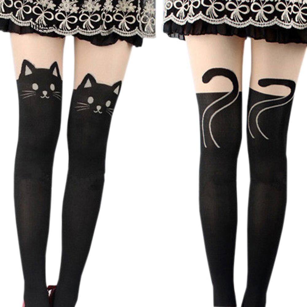 ☆BIG☆Sexy Cute Black Tattoo Long Socks Sheer Cartoon Cat Pantyhose  Stockings Tights | Shopee Philippines