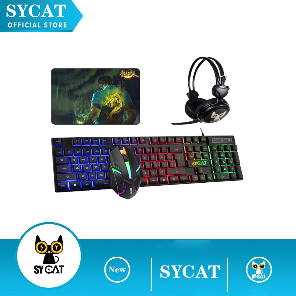 【COD】mouse Gaming Keyboard And Mouse with Headset Mouse Pad Combo RGB