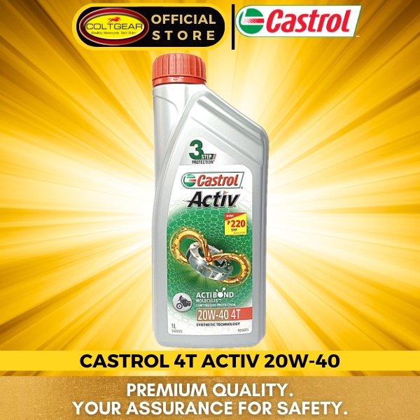 Castrol Activ 4T (1Liter) 20W-40 Engine Oil With Actibond Molecules ...