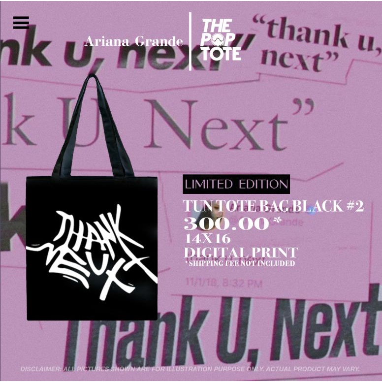 Ariana Grande Tote Bag DANGEROUS WOMAN THANK U NEXT ETERNAL