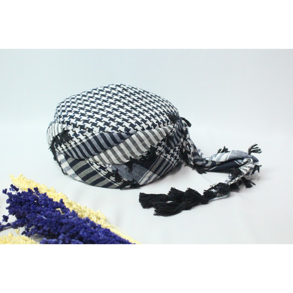 Black and White Arafat Turban Motif batik Cap | Shopee Philippines