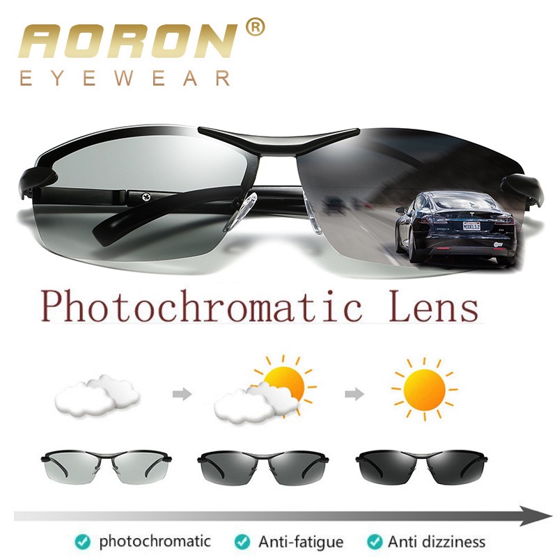 Fashion Photochromic Polaroid Sunglasses Mens Polarized Glasses