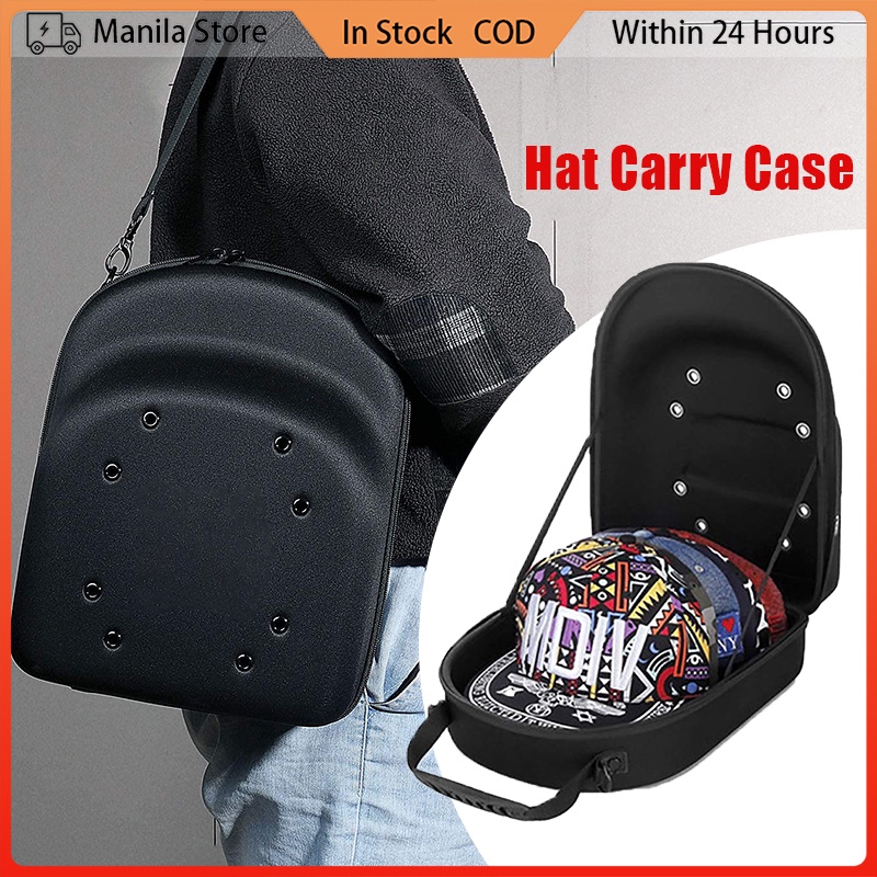 Baseball Hat Case Hard Travel Cap Carrier Case with Shoulder Strap for 6 Caps 12 inch EVA Material