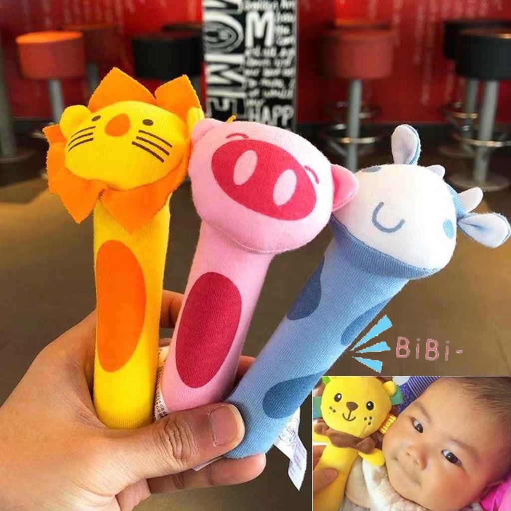 Baby hand grasping cotton soft toy with sound Animal Rattle Educational ...