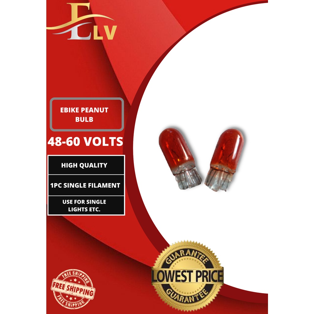Electric Ebike peanut bulb 12v 48v, 56v 60v 1PAIR for taillight signal light bulb Shopee