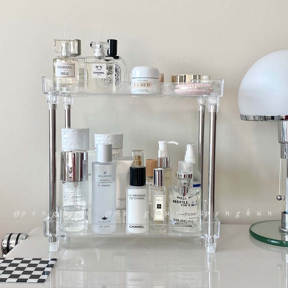 Transparent Two-Layer Cosmetic Storage Rack Large-Capacity Wash Table ...