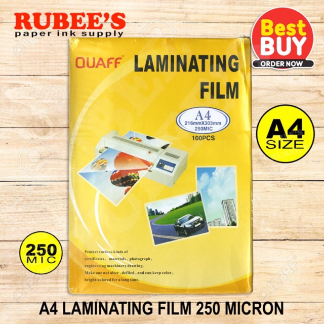 QUAFF LAMINATING FILM A4 (216MMX303MM) 250 MICRONS Shopee Philippines