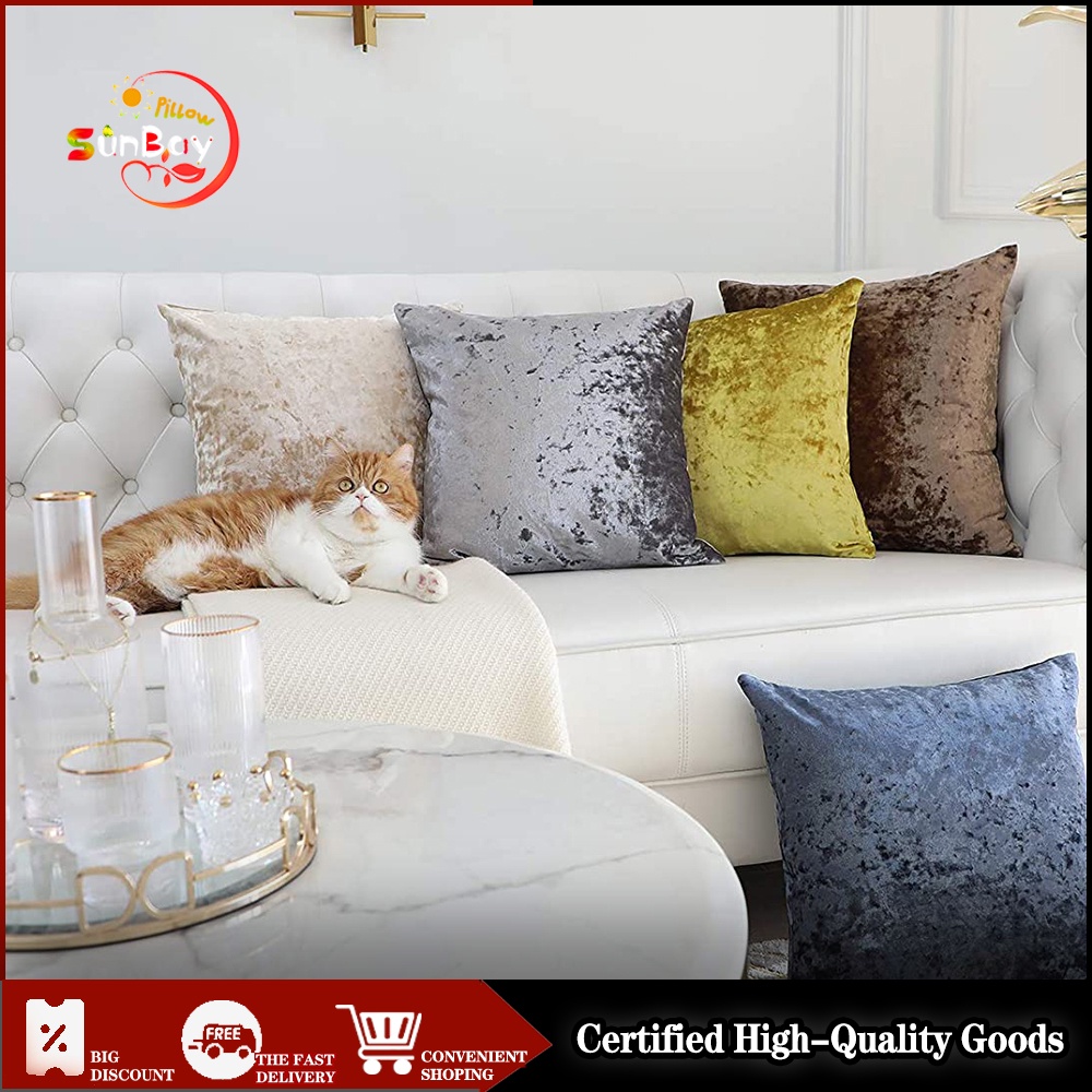 Crushed Velvet Throw Pillow Case Decorative Square Cushion Cover Soft