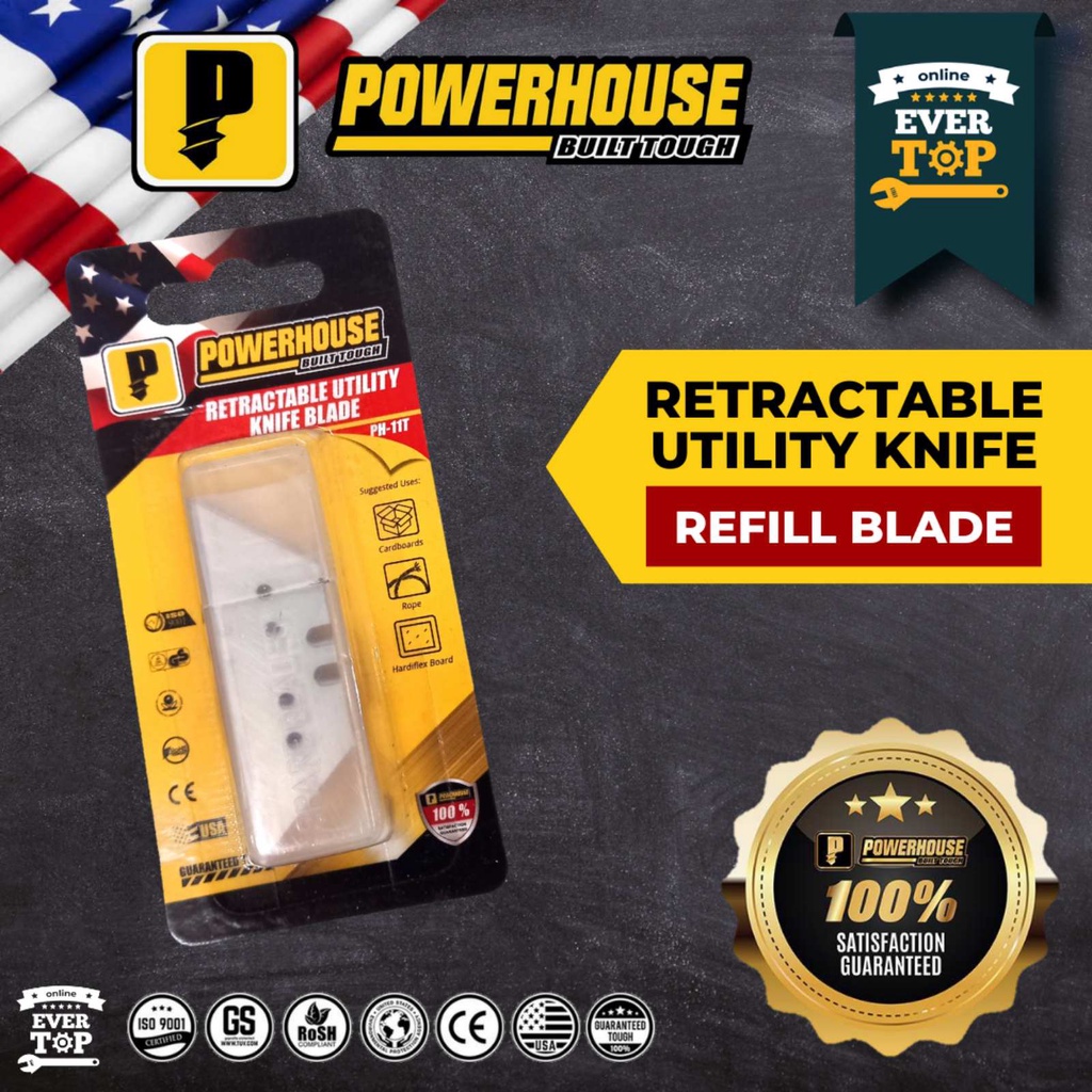 POWERHOUSE RETRACTABLE UTILITY KNIFE BLADE REFILL | (PH-RUKBLD-11 ...