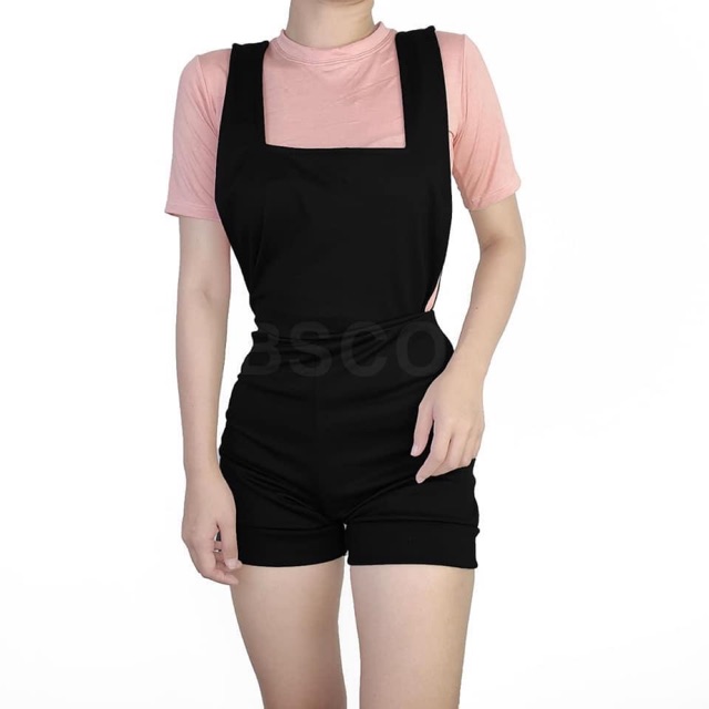 Matching Set Black Jumper Shorts Pink Inner Crop Top Shopee