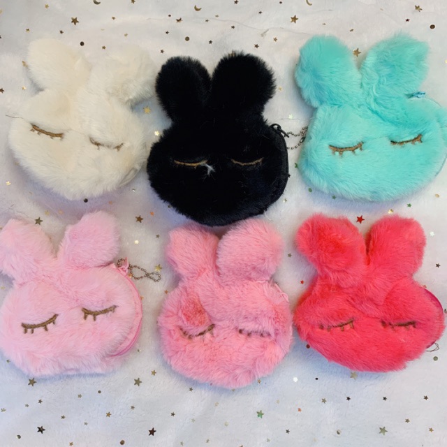 Korean Fashion Sleeping Rabbit Cute Plush Stuffed Animal Coin Purse ...