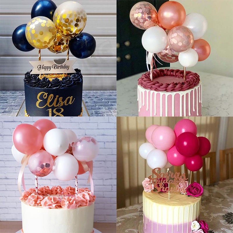 10pcs 5 Inch Balloon Cake Topper Cloud Shape Chain Balloon Cake Topper ...