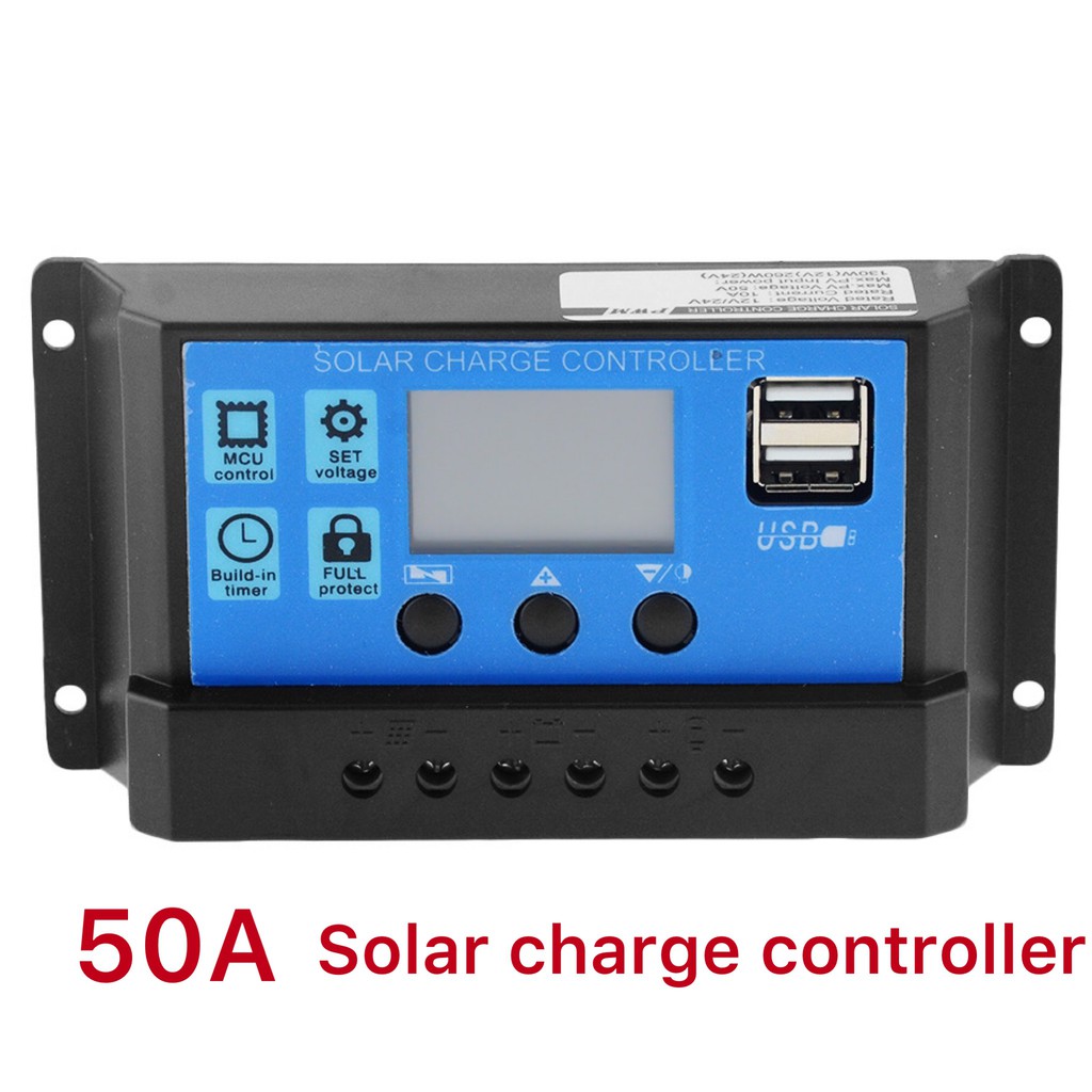 PWM 12V/24V Solar Panel Regulator Charge Controller LCD Display USB ...