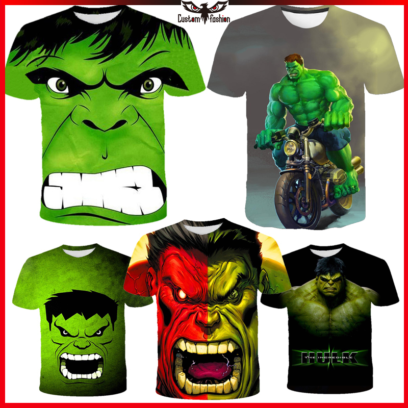 【CustomFashion】 Marvel HULK Men T-shirt Summer Mens Short Sleeve 3D ...