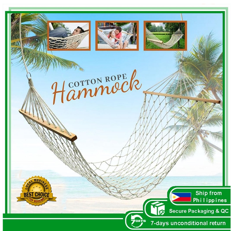200X80cm pole cotton rope hammock bed travel camping picnic sleeping ...