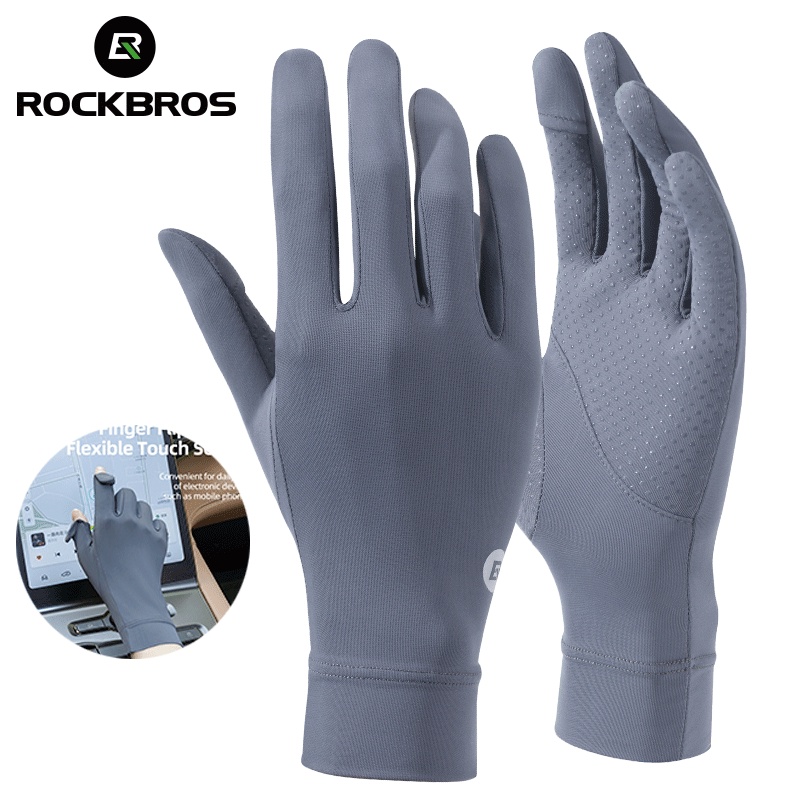 ROCKBROS Ice Silk Gloves Anti-UV Breathable Full Finger Gloves Anti-Slip  Outdoor Sports Gloves Ultralight Fishing
