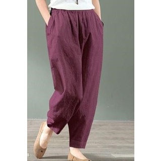 New korean Capri cotton linen slacks plus size Women's casual pant ...