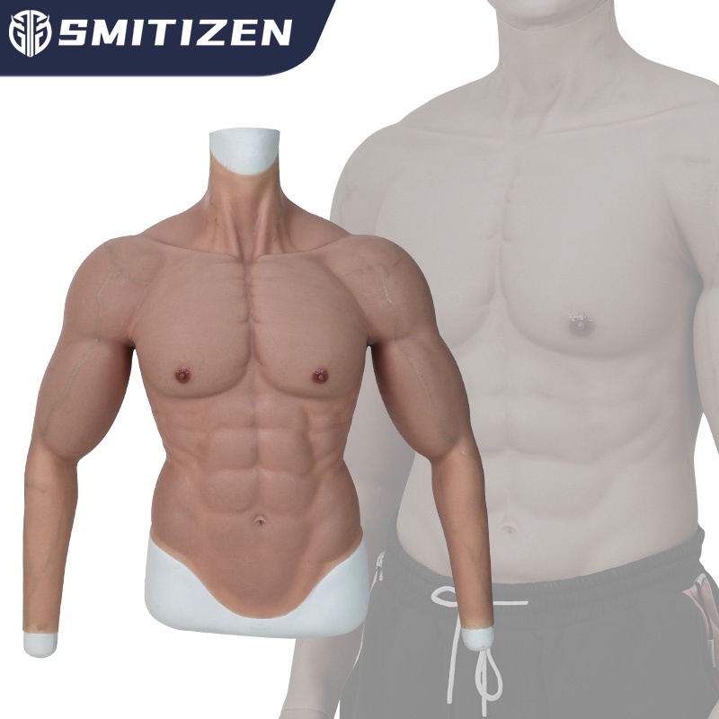 Smitizen Silicone Muscle Suit For Cosplay Upper Body Suit Realistic Latex Fake Chest Bodybuilder