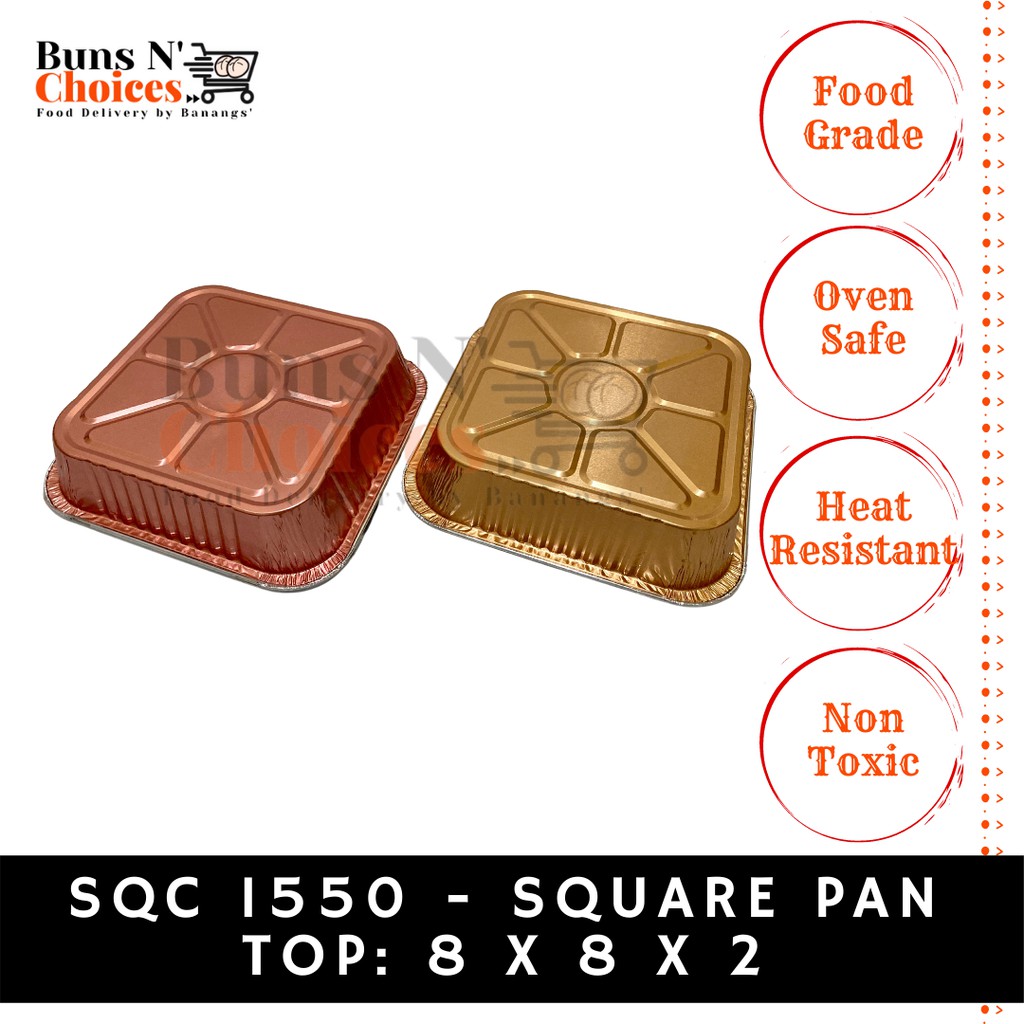 Buns N' Choices] 11550 - 8x8 Square Aluminum Foil Pan with Plastic Lids 10  Sets