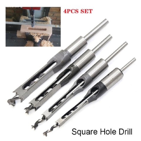 Pcs Woodworking Square Hole Drill Bits Wood Mortising Chisel Set