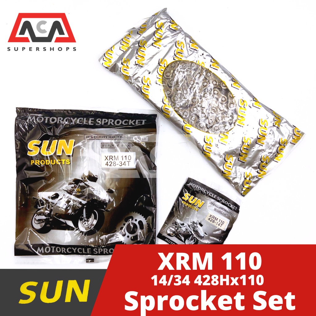 Sun Chain and Sprocket Set for Honda XRM 110 (428H X 110, 14T/34T