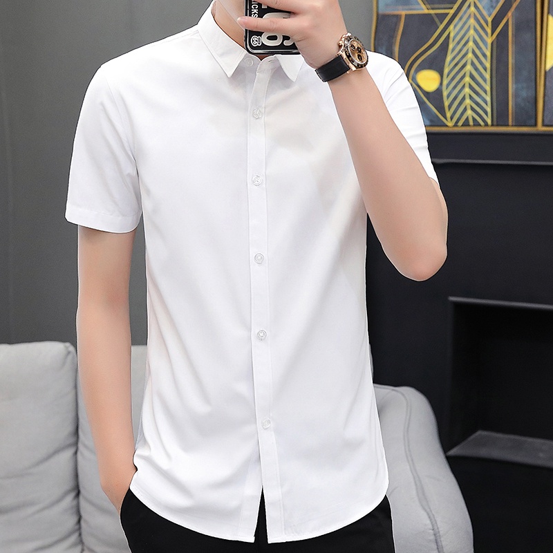 Slim Fit Shirt for Men Summer Casual Short Sleeve Shirt Business  Professional Formal Men's Shirt