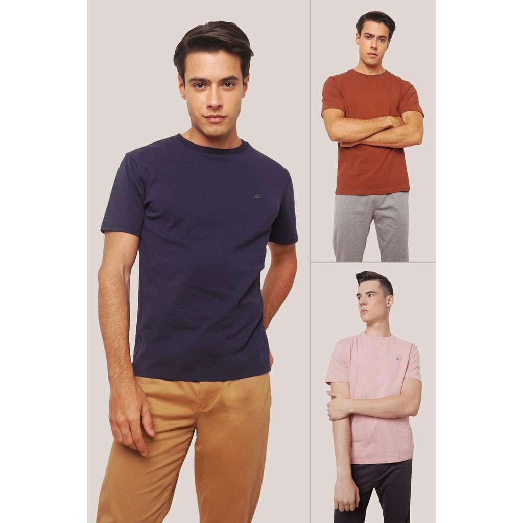 Memo Ultimate Basics Comfort T-Shirt For Men (Navy Blue/Blush/Rust ...