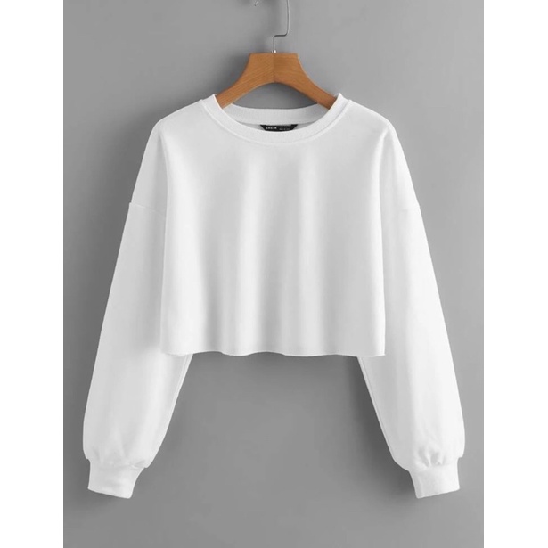 Basic Sweatshirt dropped shoulder raw hem crop fits small to extra ...