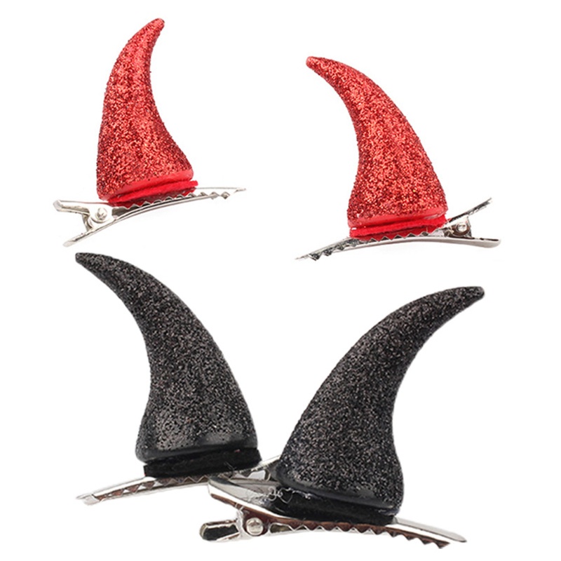 Cosplay Devil Hair Clips Ox Horn Headwear For Halloween Party Devil