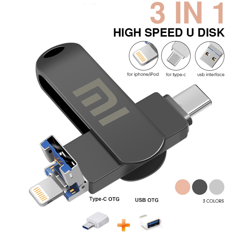 USB Flash Drive for iPhone External Photo Storage 3-in-1 Type-C Flash ...
