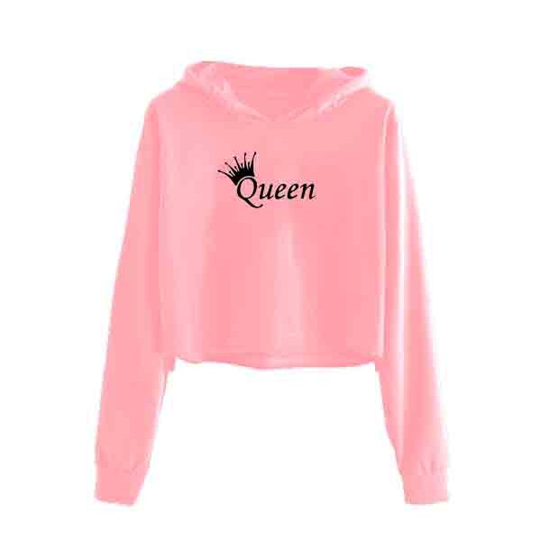 Queen crop cheap top hoodie