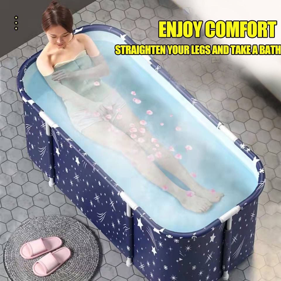 53 Extra Large Portable Foldable Bathtub with Cover for Adult, Family SPA  Soaking Tub for Small Bathroom, Thicken Multiple Layer Bathtub with Lid for