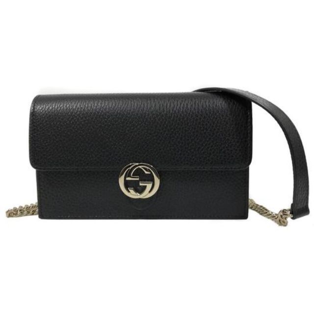 Gucci Wallet on Chain Interlocking Leather Cross Body Bag Black Shopee Philippines